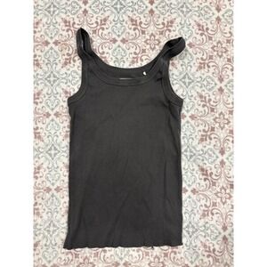 Alpine Design Ribbed Tank Top Charcoal Gray Scoop Neck Lettuce Edge Sleeveless L